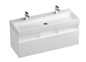 RAVAK SD NATURAL skříňka pod umyvadlo 120x45x45 cm, 3 police, 1 zásuvka, Push-open, lesklá bílá