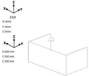 DŘEVOJAS DSD SZZ 60 nízká skříňka 60x50x20 cm, 1 zásuvka, Push-open, matná černá 224769-T31 Technický nákres
