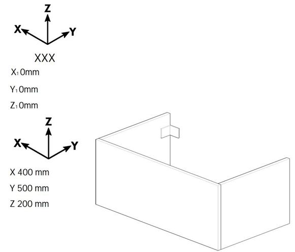 DŘEVOJAS DSD SZZ 40 nízká skříňka 40x50x20 cm, 1 zásuvka, Push-open, matná černá 222635-T31 Technický nákres