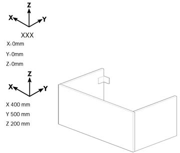 DŘEVOJAS DSD SZZ 40 nízká skříňka 40x50x20 cm, 1 zásuvka, Push-open, matná černá 222635-T31 Technický nákres