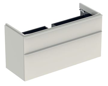 GEBERIT SMYLE SQUARE skříňka pod umyvadlo 118,4x47x61,7 cm, 2 zásuvky, lesklá pískově šedá