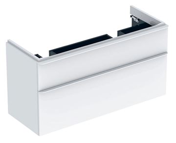 GEBERIT SMYLE SQUARE skříňka pod dvojumyvadlo 118,4x47x61,7 cm, 2 zásuvky, lesklá bílá