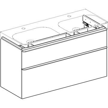 GEBERIT SMYLE SQUARE skříňka pod dvojumyvadlo 118,4x47x61,7 cm, 2 zásuvky, matná lávová 500.356.JK.1 Obrázek - fotka