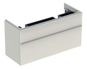 GEBERIT SMYLE SQUARE skříňka pod dvojumyvadlo 118,4x47x61,7 cm, 2 zásuvky, lesklá pískově šedá