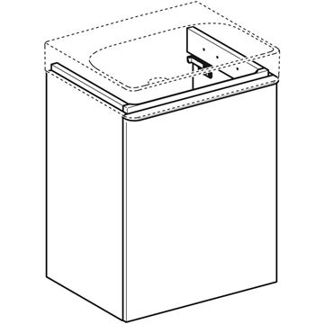 GEBERIT SMYLE SQUARE skříňka pod umývátko 49,2x40,6x61,7 cm, 1 dvířka, panty vlevo, lesklá pískově šedá 500.364.JL.1 Obrázek - fotka