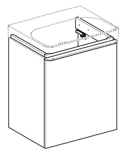 GEBERIT SMYLE SQUARE skříňka pod umyvadlo 53,6x43,3x61,7 cm, 1 dvířka, panty vpravo, lesklá pískově šedá 500.365.JL.1 Obrázek - fotka