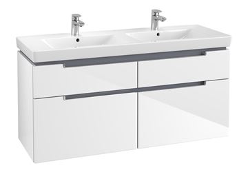 VILLEROY & BOCH SUBWAY 2.0 skříňka pod dvojumyvadlo 128,7x44,9x59 cm, 4 zásuvky, Glossy White A91710DH Obrázek - fotka