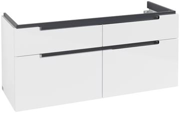 VILLEROY & BOCH SUBWAY 2.0 skříňka pod dvojumyvadlo 128,7x44,9x59 cm, 4 zásuvky, Glossy White