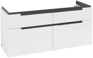 VILLEROY & BOCH SUBWAY 2.0 skříňka pod dvojumyvadlo 128,7x44,9x59 cm, 4 zásuvky, Glossy White
