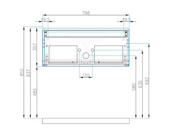 CONCEPT MODULAR skříňka pod umyvadlo 79,8x49,5x33,2 cm, 1 zásuvka, Push-open, graphite 807795 Technický nákres