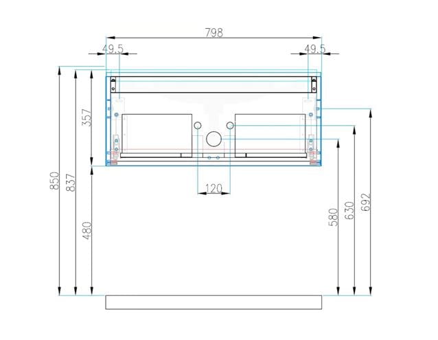 CONCEPT MODULAR skříňka pod umyvadlo 79,8x49,5x33,2 cm, 1 zásuvka, Push-open, herkules 807931 Technický nákres