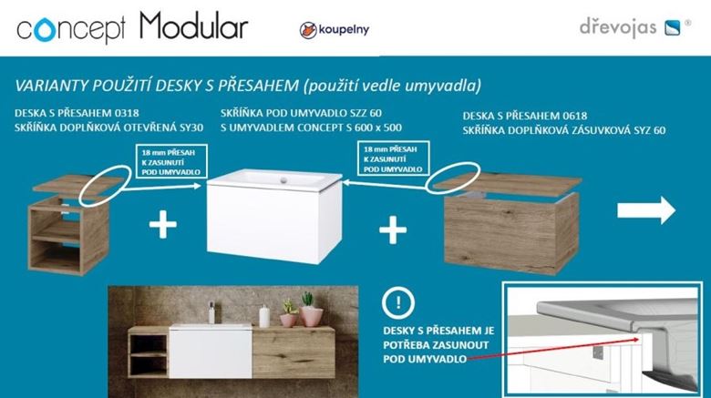 CONCEPT MODULAR skříňka pod umyvadlo 99,8x49,5x33,2 cm, 1 zásuvka, Push-open, graphite 807801 Obrázek - fotka