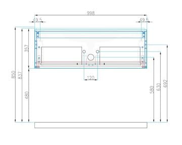 CONCEPT MODULAR skříňka pod umyvadlo 99,8x49,5x33,2 cm, 1 zásuvka, Push-open, herkules 807948 Technický nákres