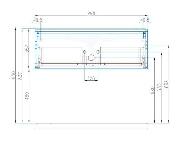 CONCEPT MODULAR skříňka pod umyvadlo 99,8x49,5x33,2 cm, 1 zásuvka, Push-open, herkules 807948 Technický nákres