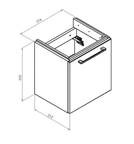 CONCEPT 100 skříňka pod umývátko 37,4x31,3x40,8 cm, 1 zásuvka, antracit PTA-050 Technický nákres