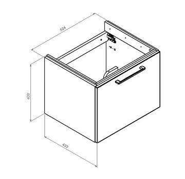 CONCEPT 100 skříňka pod umyvadlo 52,4x43,3x40,8 cm, 1 zásuvka, bílá PTA-053 Technický nákres