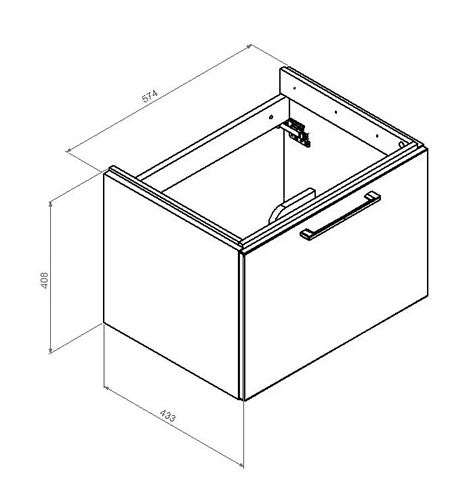 CONCEPT 100 skříňka pod umyvadlo 57,4x43,3x40,8 cm, 1 zásuvka, antracit PTA-056 Technický nákres