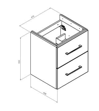 CONCEPT 100 skříňka pod umyvadlo 47,4x40,8x55,8 cm, 2 zásuvky, antracit PTA-060 Technický nákres