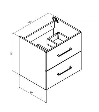 CONCEPT 250 skříňka pod umyvadlo 80x45,7x55 cm, 2 zásuvky, bílá PTA-004 Technický nákres
