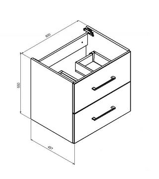 CONCEPT 250 skříňka pod umyvadlo 100x45,7x55 cm, 2 zásuvky, bílá PTA-007 Technický nákres