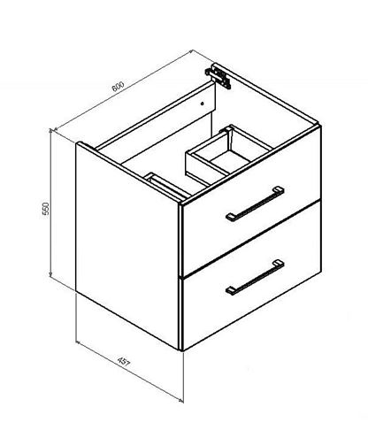 CONCEPT 250 skříňka pod umyvadlo 100x45,7x55 cm, 2 zásuvky, bílá PTA-007 Technický nákres