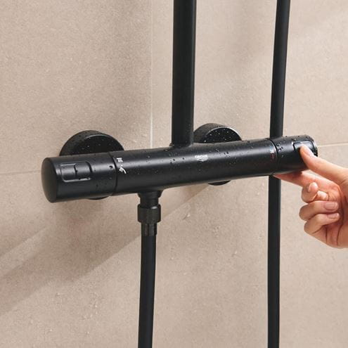 GROHE TEMPESTA SYSTEM 250 sprchový set s termostatickou baterií, horní sprcha, ruční sprcha se 2 proudy, tyč, hadice, Water Saving, matná černá 266702431 Obrázek - fotka