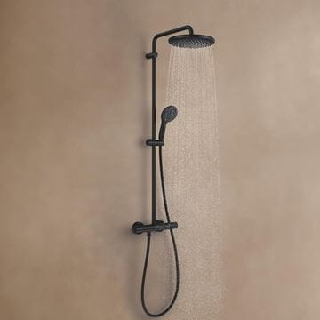 GROHE TEMPESTA SYSTEM 250 sprchový set s termostatickou baterií, horní sprcha, ruční sprcha se 2 proudy, tyč, hadice, Water Saving, matná černá 266702431 Obrázek - fotka