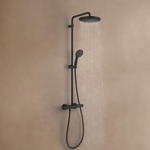 GROHE TEMPESTA SYSTEM 250 sprchový set s termostatickou baterií, horní sprcha, ruční sprcha se 2 proudy, tyč, hadice, Water Saving, matná černá 266702431 Obrázek - fotka