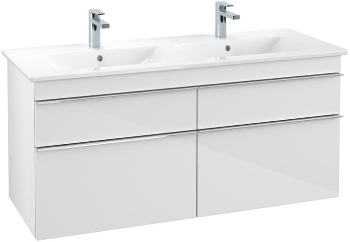VILLEROY & BOCH VENTICELLO skříňka pod dvojumyvadlo 125,3x50,2x59 cm, 4 zásuvky, Glossy White A93001DH Obrázek - fotka
