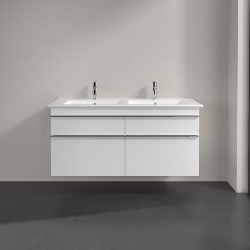 VILLEROY & BOCH VENTICELLO skříňka pod dvojumyvadlo 125,3x50,2x59 cm, 4 zásuvky, Glossy White A93001DH Obrázek - fotka