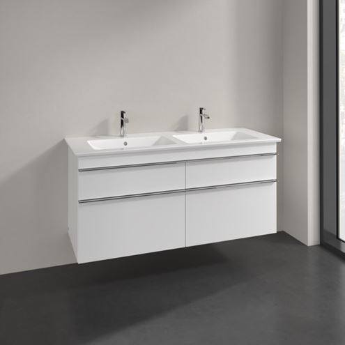 VILLEROY & BOCH VENTICELLO skříňka pod dvojumyvadlo 125,3x50,2x59 cm, 4 zásuvky, Glossy White A93001DH Obrázek - fotka