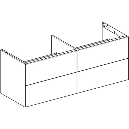 GEBERIT ONE skříňka pod umyvadla 133,2x47x50,4 cm, 4 zásuvky, Push-open, matná černá 505.266.00.8 Obrázek - fotka