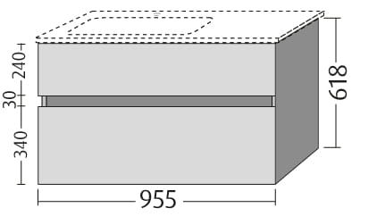 VILLEROY & BOCH VERITY LINE skříňka pod umyvadlo 95,5x48,2x61,8 cm, 2 zásuvky, Glossy White B66100DH Obrázek - fotka