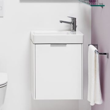 LAUFEN BASE skříňka pod umývátko 46x26,7x51,5 cm, 1 dvířka, panty vpravo, lesklá bílá H4021021102611 Obrázek - fotka