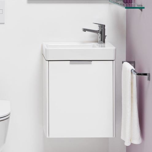 LAUFEN BASE skříňka pod umývátko 46x26,7x51,5 cm, 1 dvířka, panty vpravo, lesklá bílá H4021021102611 Obrázek - fotka