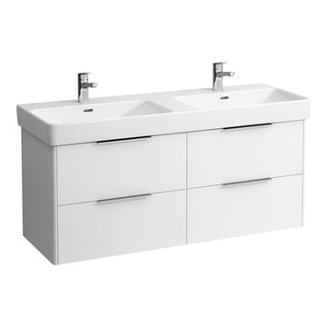 LAUFEN BASE skříňka pod dvojumyvadlo 125,8x43,8x51,5 cm, 4 zásuvky, lesklá bílá