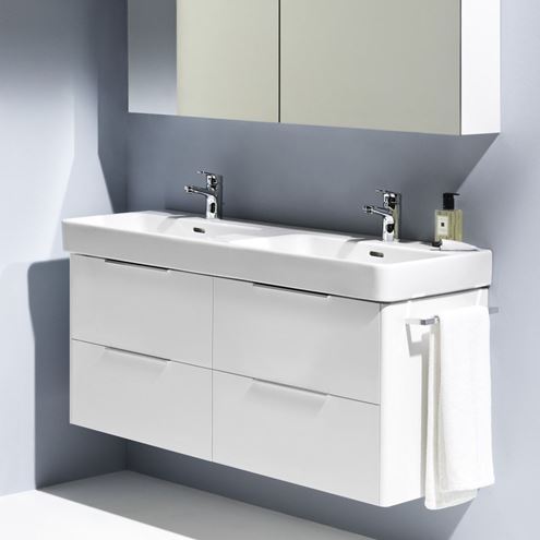 LAUFEN BASE skříňka pod dvojumyvadlo 125,8x43,8x51,5 cm, 4 zásuvky, lesklá bílá H4025141102611 Obrázek - fotka