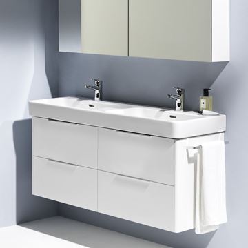 LAUFEN BASE skříňka pod dvojumyvadlo 125,8x43,8x51,5 cm, 4 zásuvky, lesklá bílá H4025141102611 Obrázek - fotka