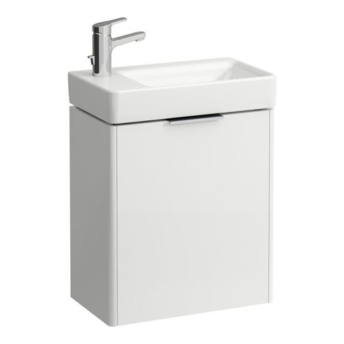 LAUFEN BASE skříňka pod umývátko 46x26,7x51,5 cm, 1 dvířka, panty vlevo, lesklá bílá H4021011102611 Obrázek - Hlavní obrázek
