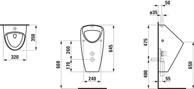 LAUFEN CAPRINO PLUS pisoár, horní přívod vody H8420620000001 Obrázek - fotka