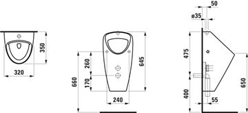 LAUFEN CAPRINO PLUS pisoár, horní přívod vody H8420620000001 Obrázek - fotka