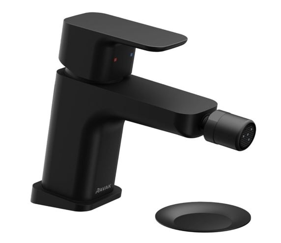 RAVAK 10° FREE BLACK bidetová stojánková baterie, s odtokovou soupravou, matná černá X070155 Obrázek - Hlavní obrázek