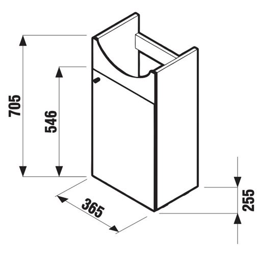 EASY PACK skříňka pod umývátko 36,5x25,5x70,5 cm, 1 dvířka, bílá H4555020393001 Technický nákres
