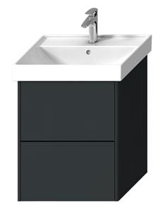 LAUFEN FIORA skříňka pod umyvadlo 55,7x45,3x67,4 cm, 2 zásuvky, Push-open, lesklá šedá