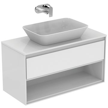 IDEAL STANDARD CONNECT AIR skříňka pod umyvadlo 100x44x51,7 cm, 1 zásuvka, 1 police, matná bílá/lesklá bílá E0828B2 Obrázek - fotka
