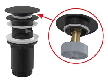CONCEPT umyvadlová výpust, click-clack, s přepadem, matná černá PT100392BLACK Obrázek - fotka