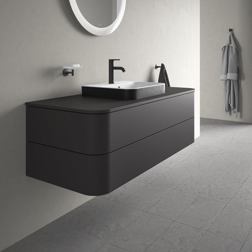 DURAVIT HAPPY D.2 PLUS skříňka pod umyvadlo 130x40,8x55 cm, 2 zásuvky, Push-open, Graphit super matt HP497208080 Obrázek - fotka