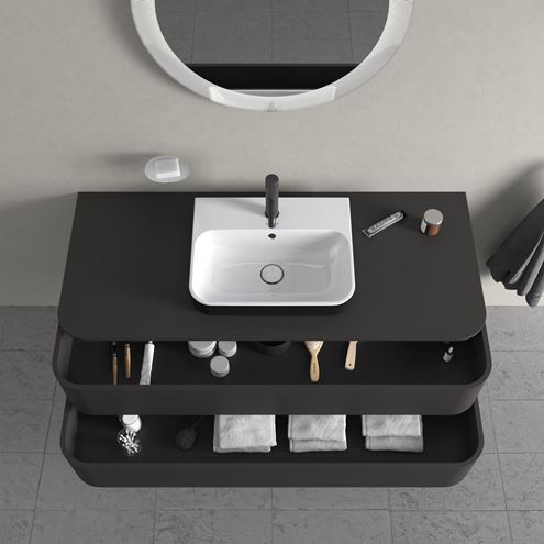 DURAVIT HAPPY D.2 PLUS skříňka pod umyvadlo 130x40,8x55 cm, 2 zásuvky, Push-open, Graphit super matt HP497208080 Obrázek - fotka