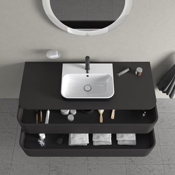 DURAVIT HAPPY D.2 PLUS skříňka pod umyvadlo 130x40,8x55 cm, 2 zásuvky, Push-open, Graphit super matt HP497208080 Obrázek - fotka