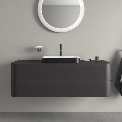 DURAVIT HAPPY D.2 PLUS skříňka pod umyvadlo 130x40,8x55 cm, 2 zásuvky, Push-open, Graphit super matt HP497208080 Obrázek - fotka